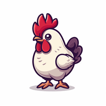 Adorable Chicken Cartoon Vector Icon