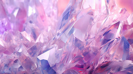 Kryształowe tło w odcieniach fioletu, różowego i niebieskiego. Kawałki szkła odbijające światło