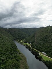 Fototapeta na wymiar Aerial view of The Kaaimans River under a cloudy sky in South Africa