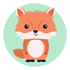 Flat illustration of a stylized cute little fox