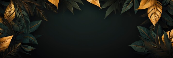 Beautiful background with exotic black and gold leaves