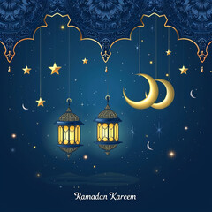 Obraz na płótnie Canvas Islamic background of Ramadan Kareem social media post design template