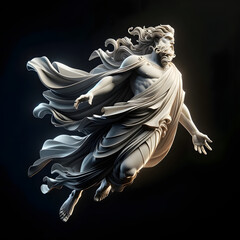 Handsome marble statue of powerful greek god