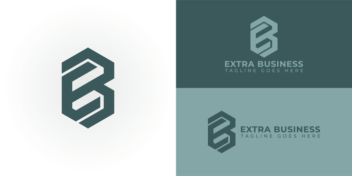 Abstract initial letter EB or BE logo in deep green color isolated in white background applied for business and consulting logo also suitable for the brands or companies have initial name BE or EB.