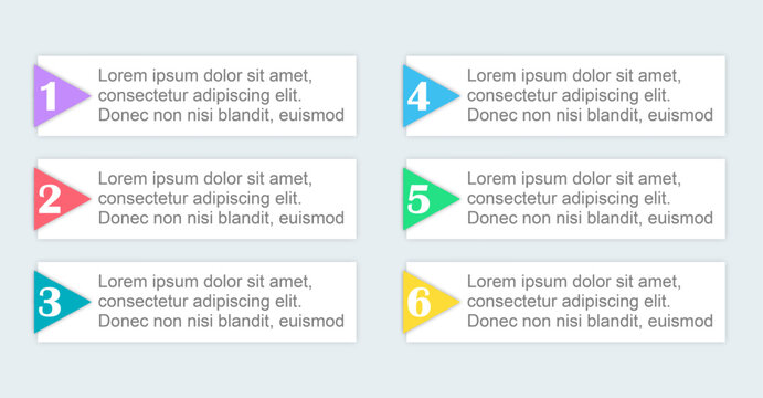 Infographics blocks list with numbers and arrows