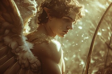Charming Cupid: a whimsical depiction of the iconic symbol of love, capturing the essence of romance and affection in fantasy inspired imagery.