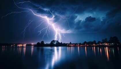 Lightning Storm Over a Body of Water