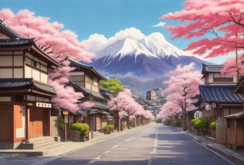 lofi style traditional japanese street in a qua