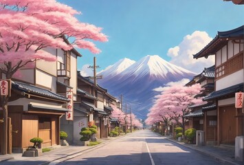 lofi style traditional japanese street in a qua