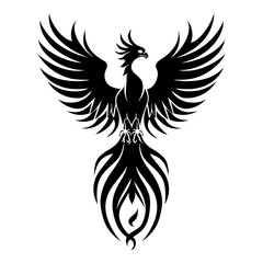 Obraz premium Silhouette Phoenix the fire bird full body black color only