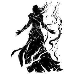 Silhouette mage full body black color only