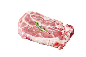 Fresh pork steak. Marbled meat Isolated, Transparent background.