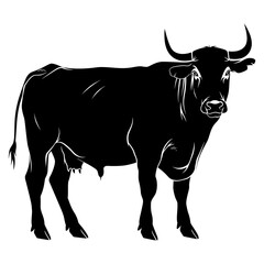 Silhouette ox or cow black color only