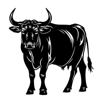 Silhouette ox or cow black color only