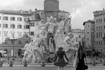 Rome Italy 20 03 2020: view of the city Europe. Panorama Travel Concept Castel Sant'Angelo Trevi...