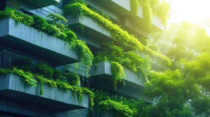 Eco-Friendly Green Living Wall on an Urban Building