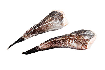 Raw monkfish without a head. Isolated, Transparent background.