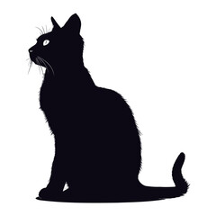 Silhouette cat full body black color only
