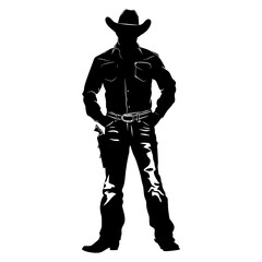 Silhouette cowboy full body black color only