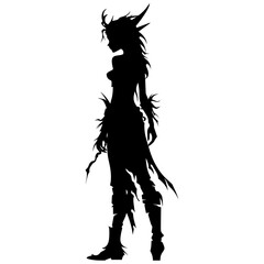 Fototapeta premium Silhouette elf or elves mythical race from game black color only
