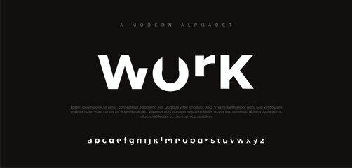Work Modern Elegant Font Uppercase Lowercase and Number.