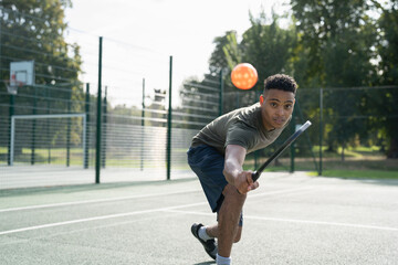 Man playing pickleball