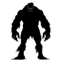 Fototapeta premium Silhouette ogre mythical race from game black color only