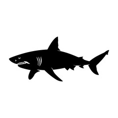 Obraz premium Silhouette shark black color only 