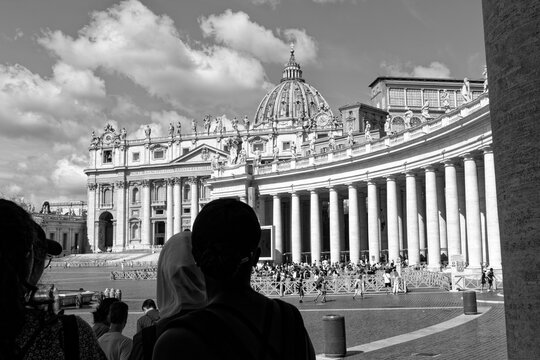 Rome Italy 20 03 2020: view of the city Europe. Panorama Travel Concept Castel Sant'Angelo Trevi Fountain Colosseum Spanish Steps Saint Peter's Basilica Castel Sant'Angelo Victor Emmanuel II Monument