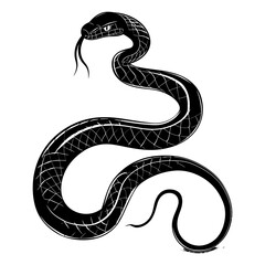 Silhouette snake black color only full body 