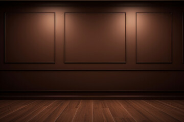 A modern chocolate brown wall background. (Generative AI)