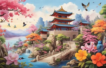 lofi style traditional japanese street in a qua