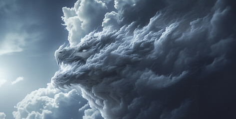Naklejka premium storm over the ocean, storm over the sky, The cloud that looks like a dragon in the sky