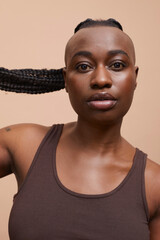 Portrait of beautiful woman with mohawk hair