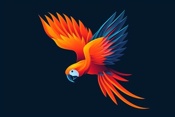 Elegant vector parrot with a graceful silhouette, capturing the bird's charm in a professional flat logo design