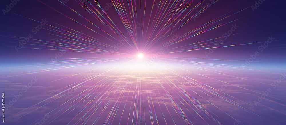 Sticker sunrise from space aurora, 3d rendering