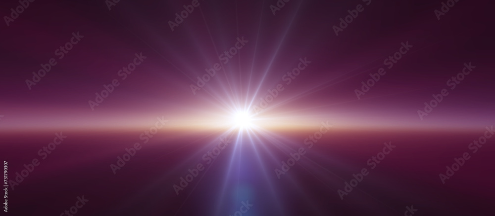 Sticker sunrise from space aurora, 3d rendering