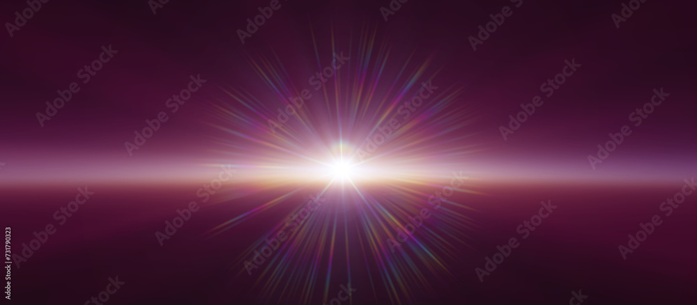 Sticker sunrise from space aurora, 3d rendering