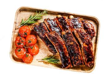 Delicious barbecued ribs seasoned with a spicy basting sauce and served with baked tomatoes. ...