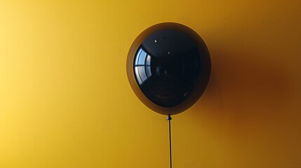 Black and Yellow Balloon on Yellow Wall Generative AI
