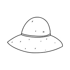 Summer hat. Hand drawn doodle style. Vector illustration isolated on white. Coloring page.