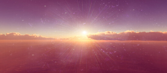 above clouds fly sunset sun ray illustration