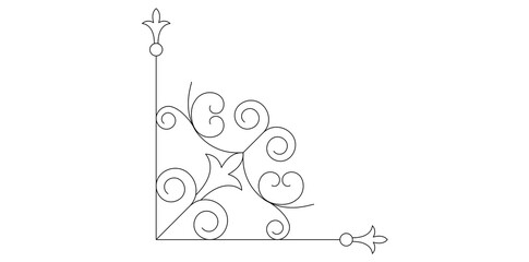 Vintage Linear Style Ornamental Corner Vector Illustration.