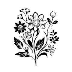 Silhouette rose, rose vector, flower svg, vector flower, herb, branch, line art, outline, eps, png, svg, flower, floral, vector, nature, leaf, rose, illustration, plant, design, vintage, pattern, flow