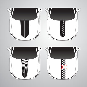 Vehicle graphics stripe kits for car hood. Graphic abstract stripe racing designs vector