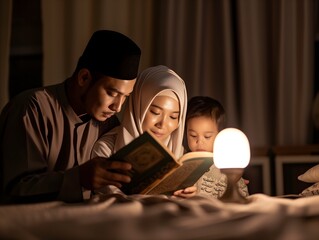A family reading the Quran together