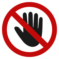 Do not touch symbol sign in red circle isolated