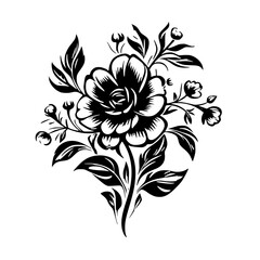 Silhouette rose, rose vector, flower svg, vector flower, herb, branch, line art, outline, eps, png, svg, flower, floral, vector, nature, leaf, rose, illustration, plant, design, vintage, pattern, 