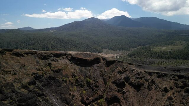 Drone footage of Paricutin Volcano on a sunny day in Michoacan state, Mexico