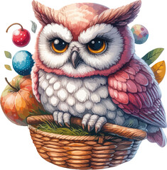 Obraz premium watercolor owl in the cage